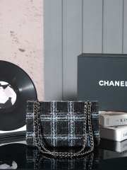 Uubags | Chanel Classic Bag 11.12 Tweed & Ruthenium Plated Metal In Black, light blue & gray 15.5x25.5x6.5cm - 2