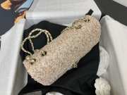 Uubags | Chanel Evening Party Bag Sequin & Gold Plated Metal In White & Silver 20x15x7cm - 6