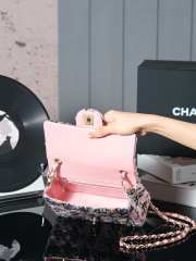 Uubags | Chanel Classic Bag 11.12 Wool Tweed & Gold Plated Metal Light pink, black, beige & cream 10x20x7cm - 6