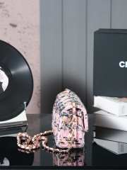 Uubags | Chanel Classic Bag 11.12 Wool Tweed & Gold Plated Metal Light pink, black, beige & cream 10x20x7cm - 3