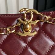 Uubags | Chanel Clutch Shiny Lambskin & Gold Plated Metal In Burgundy 13x27x7cm - 4