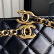 Uubags | Chanel Clutch Shiny Lambskin & Gold Plated Metal In Black 13x27x7cm - 3