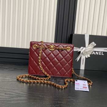 Uubags | Chanel Small Shopping Bag Shiny Lambskin & Gold Plated Metal In Dark Brown 16x21x7cm