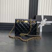 Uubags | Chanel Small Shopping Bag Shiny Lambskin & Gold Plated Metal In Black 16x21x7cm - 6