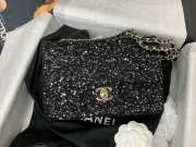 Uubags | Chanel Evening Party Bag Sequin & Gold Plated Metal In Black & Silver 20x15x7cm - 1