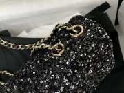 Uubags | Chanel Evening Party Bag Sequin & Gold Plated Metal In Black & Silver 20x15x7cm - 6