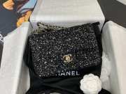 Uubags | Chanel Evening Party Bag Sequin & Gold Plated Metal In Black & Silver 20x15x7cm - 3