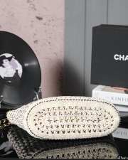 Uubags | Chanel small shopping bag cotton crochet & gold-tone metal In beige, white, black and pink - 3