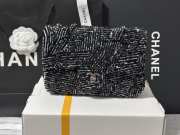 Uubags | Chanel 24K sequin mini flap bag black with silver hardware 20cm - 1