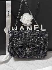 Uubags | Chanel 24K sequin mini flap bag black with silver hardware 20cm - 5