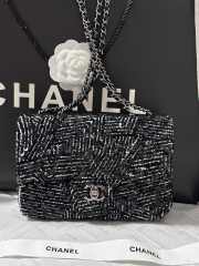 Uubags | Chanel 24K sequin mini flap bag black with silver hardware 20cm - 4