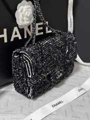 Uubags | Chanel 24K sequin mini flap bag black with silver hardware 20cm - 6