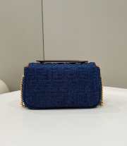 Uubags | Fendi Baguette Chain Midi Denim Bag 24x14.5x7cm - 2