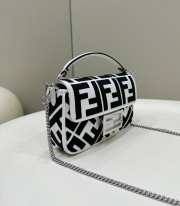 Uubags | Fendi Mini Baguette Bag In FF Motif Canvas Black/White 20x13x5cm - 2