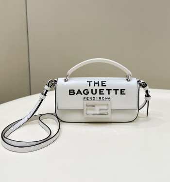 Uubags | Fendi x Marc Jacobs Baguette Phone Pouch Printed Leather In White 17x10x2cm