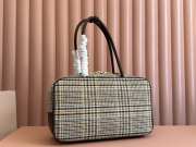 Uubags | Miu Miu Beau tartan top-handle bag with leather in beige 34x23x12cm - 4