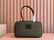 Uubags | Miu Miu Beau tartan top-handle bag with leather in green/red 34x23x12cm - 1