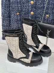 Uubags | D-Major Boot Beige and Black Cannage Tweed and Black Calfskin 19.5cm - 3