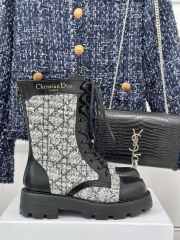 Uubags | D-Major Boot White and Black Cannage Tweed and Black Calfskin 19.5cm - 1