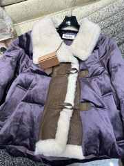 Uubags | Miu Miu Fur Integrated Down Cotton Jacket In Purple - 4