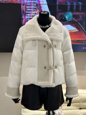 Uubags | Miu Miu Fur Integrated Down Cotton Jacket In White