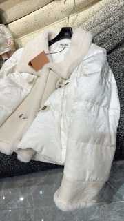 Uubags | Miu Miu Fur Integrated Down Cotton Jacket In White - 2