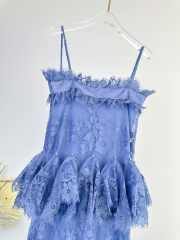 Uubags | Zimmermann Eden Lace Handkerchief Dress in Dusty Blue - 3