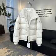 Uubags | Moncler Hooded Short Down Jacket Glossy Leather In White - 2