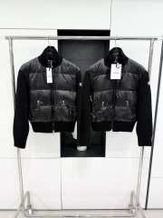 Uubags | Moncler wool turtleneck knit patchwork zipper short down jacket black - 1