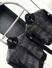 Uubags | Moncler wool turtleneck knit patchwork zipper short down jacket black - 6