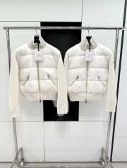 Uubags | Moncler wool turtleneck knit patchwork zipper short down jacket white - 1