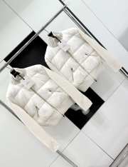 Uubags | Moncler wool turtleneck knit patchwork zipper short down jacket white - 3