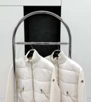 Uubags | Moncler wool turtleneck knit patchwork zipper short down jacket white - 2