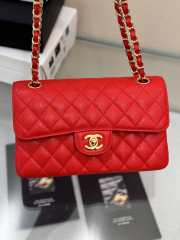 Uubags | Chanel classic red bag caviar leather with gold hardware 23cm - 3