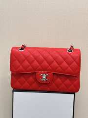 Uubags | Chanel classic red bag caviar leather with silver hardware 23cm - 5