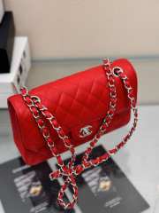 Uubags | Chanel classic red bag caviar leather with silver hardware 23cm - 3