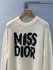 Uubags | Long Sweater Ecru Cashmere and Silk Knit with Black Miss Dior Graffiti Motif - 5