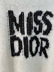 Uubags | Long Sweater Ecru Cashmere and Silk Knit with Black Miss Dior Graffiti Motif - 2