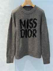 Uubags | Grey Long Sweater Ecru Cashmere and Silk Knit with Black Miss Dior Graffiti Motif - 6