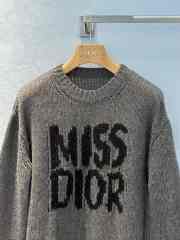 Uubags | Grey Long Sweater Ecru Cashmere and Silk Knit with Black Miss Dior Graffiti Motif - 4