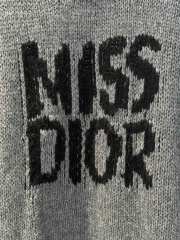 Uubags | Grey Long Sweater Ecru Cashmere and Silk Knit with Black Miss Dior Graffiti Motif - 2