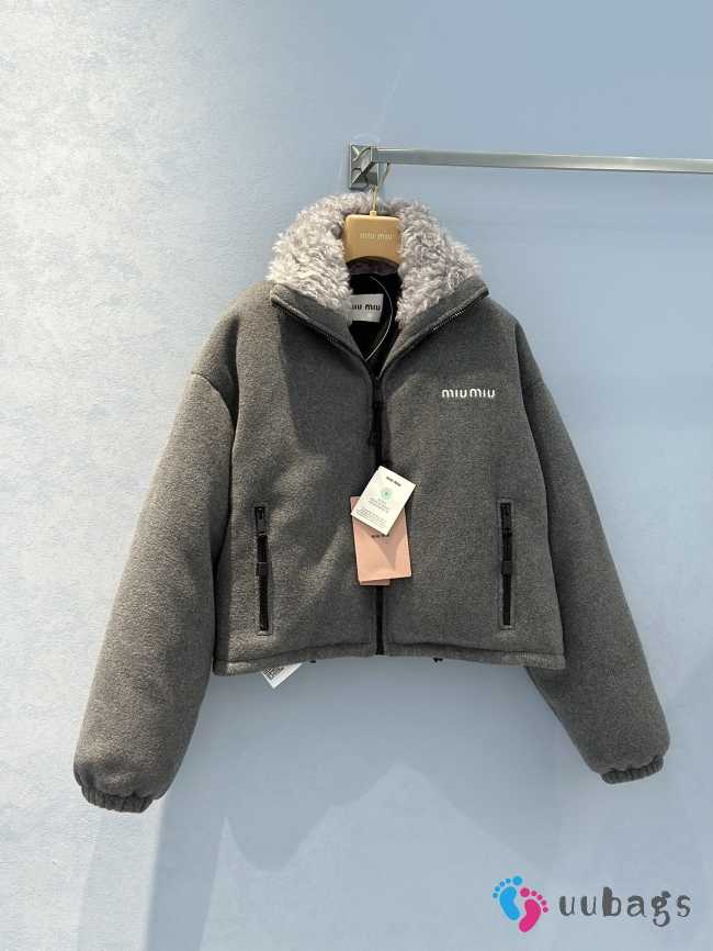 Uubags | Miu Miu Fleece Down Jacket In Grey - 1