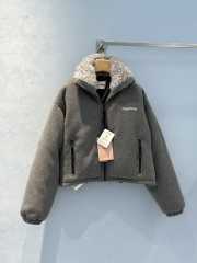 Uubags | Miu Miu Fleece Down Jacket In Grey - 1