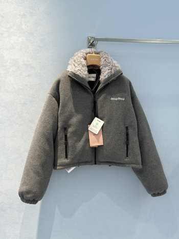 Uubags | Miu Miu Fleece Down Jacket In Grey