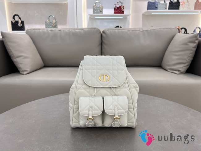 Uubags | Medium Dior Caro Backpack Latte Macrocannage Lambskin 23x26.7x12.5cm - 1