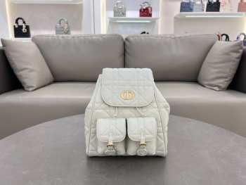 Uubags | Medium Dior Caro Backpack Latte Macrocannage Lambskin 23x26.7x12.5cm