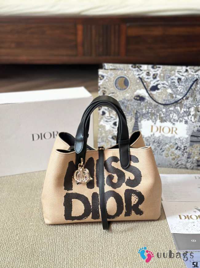 Uubags | Dior Toujours Bag Beige And Black Miss Dior Graffiti Printed Water-Repellent Fabric - 1