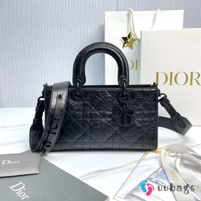 Uubags | Dior Small Lady D-Sire My ABCDior Bag Black Macrocannage Crinkled Calfskin 26x15x8cm - 1