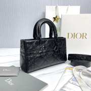 Uubags | Dior Small Lady D-Sire My ABCDior Bag Black Macrocannage Crinkled Calfskin 26x15x8cm - 3