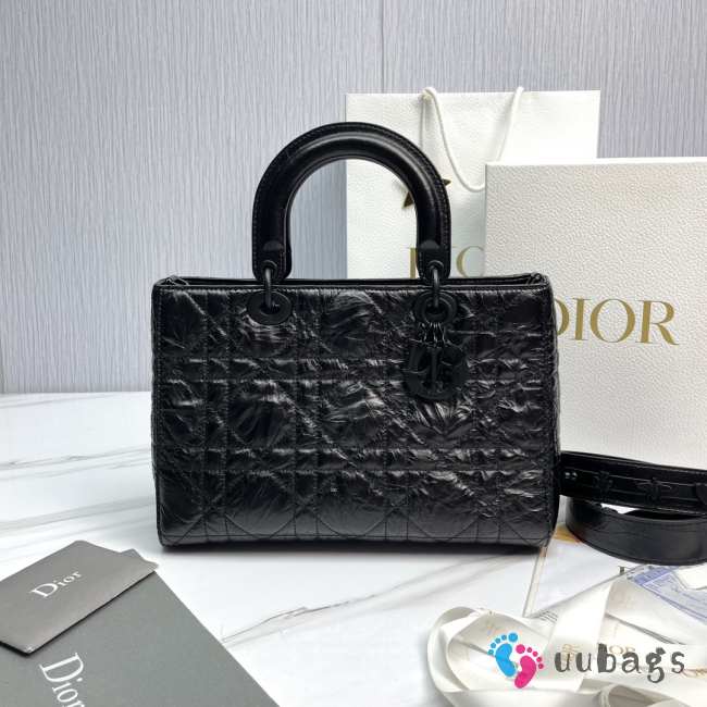 Uubags | Dior Medium Lady D-Sire My ABCDior Bag Black Macrocannage Crinkled Calfskin 30x20x13cm - 1